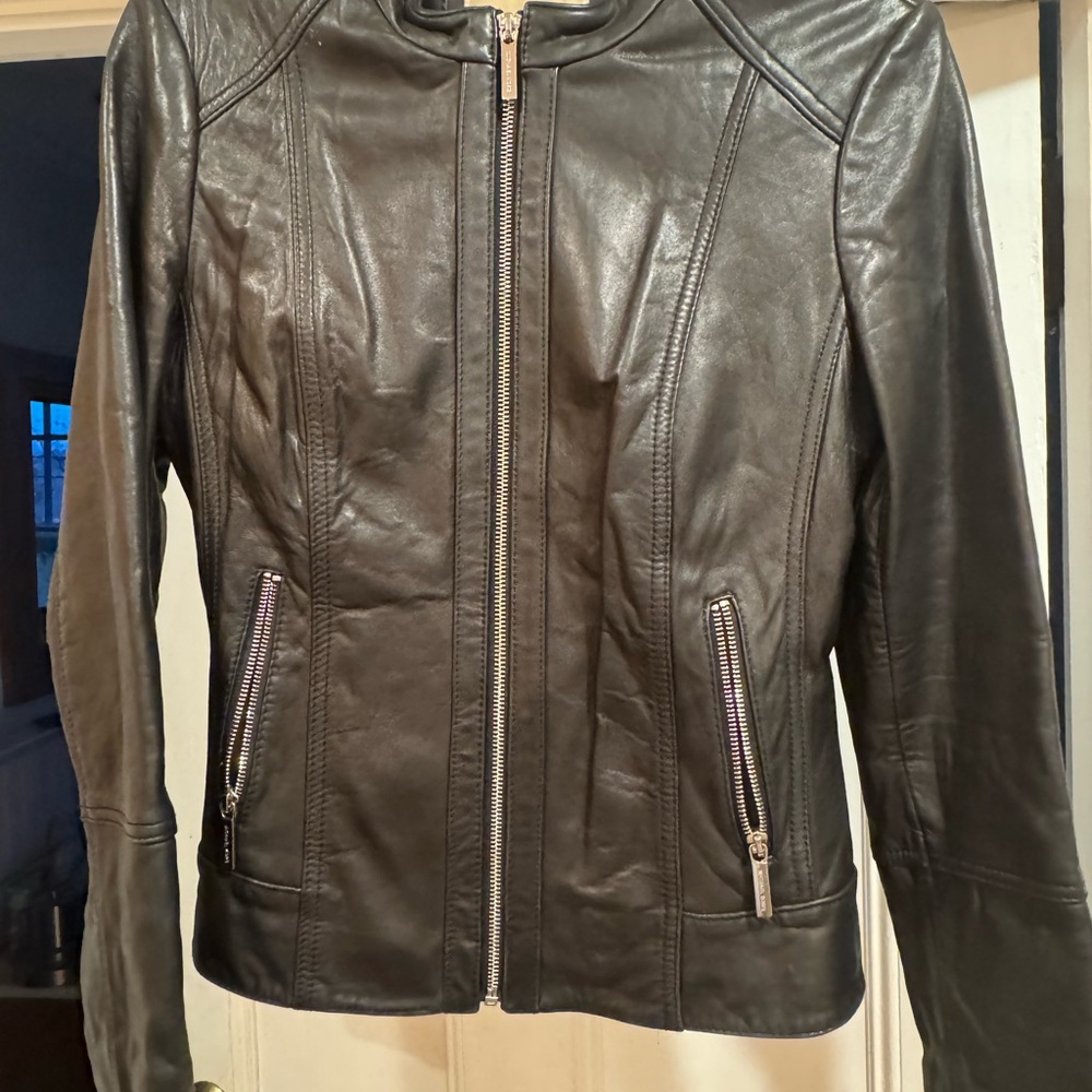 Michael Kord Black Leather Jacket for Women - Picture 2 of 3